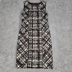 Brooks Brothers Dress Women's 8 Maroon Sheath Lined Made In Italy Abstract